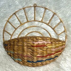 Large Hanging Wall Woven Basket Pillowfort Decor Brown Sconce Vase